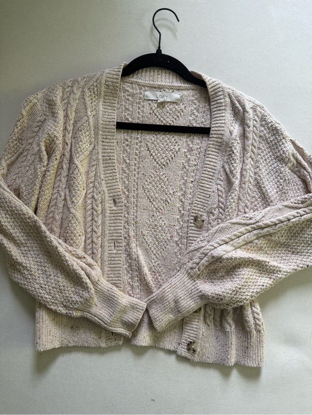 NWOT LOFT Cable-Knit Open Cardigan Sweater